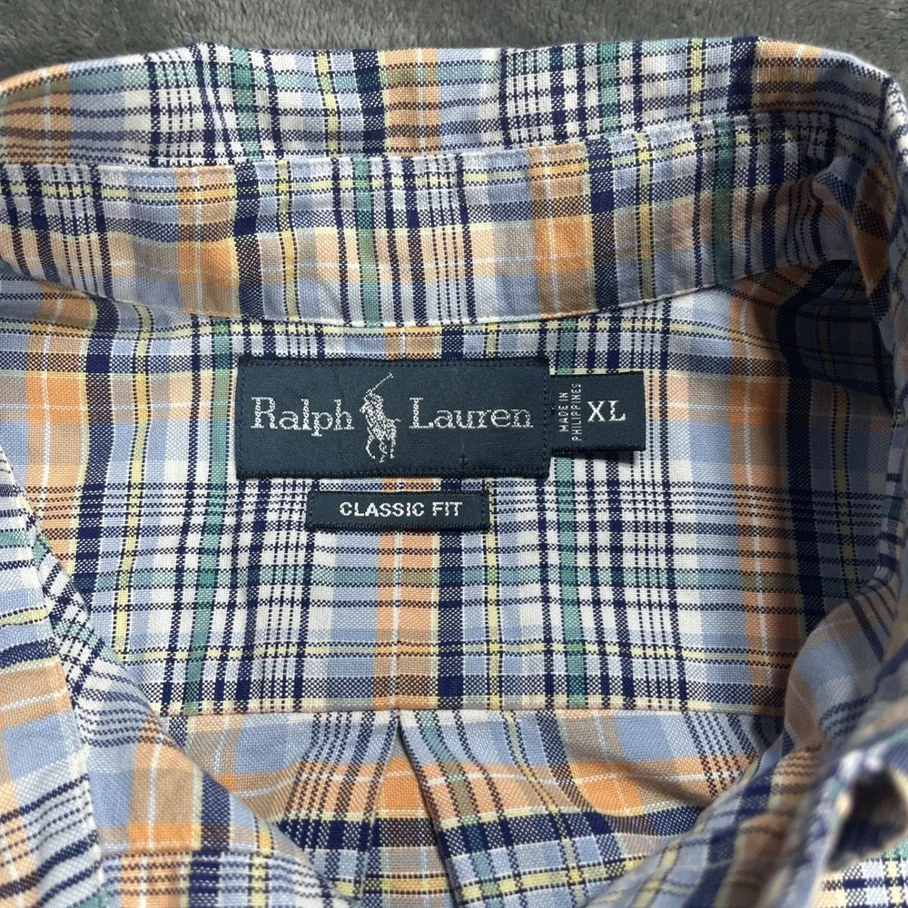 Polo Ralph Lauren Shirt XL Classic Fit Plaid Flesh Pony Oxford Long Sleeve Woven